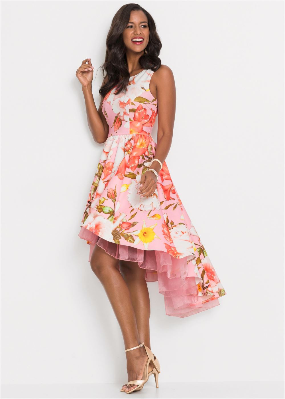 Venus High-Low Floral Dress - Pink Multi