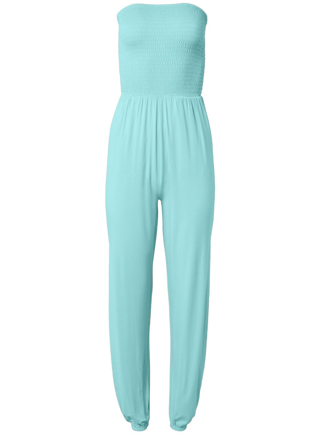 Venus Smocked Side Slit Jumpsuit in Mint