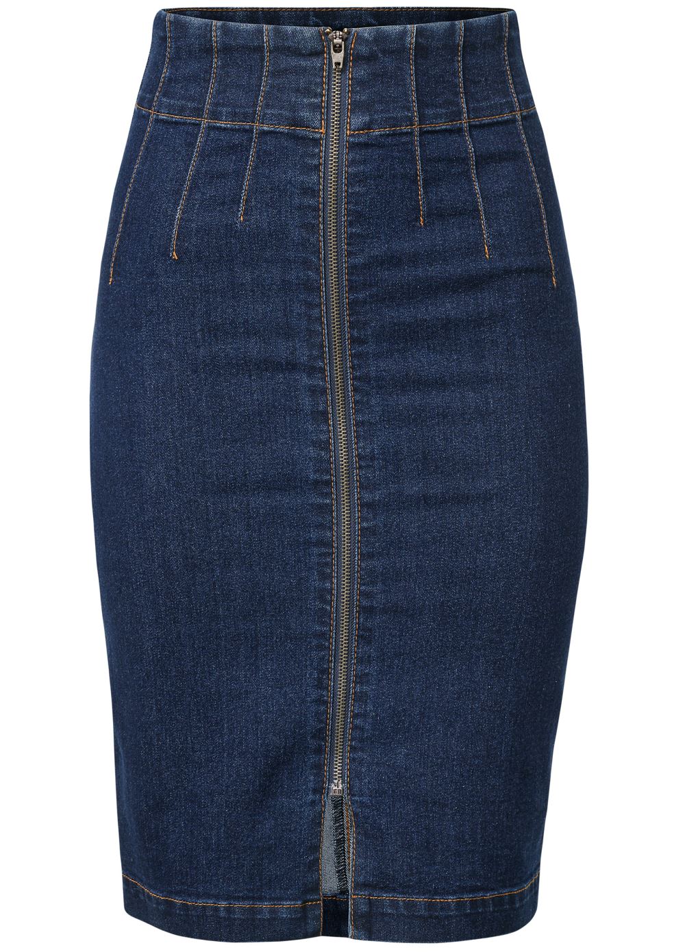 Venus Dark Wash PINTUCK FRONT ZIPPER SKIRT