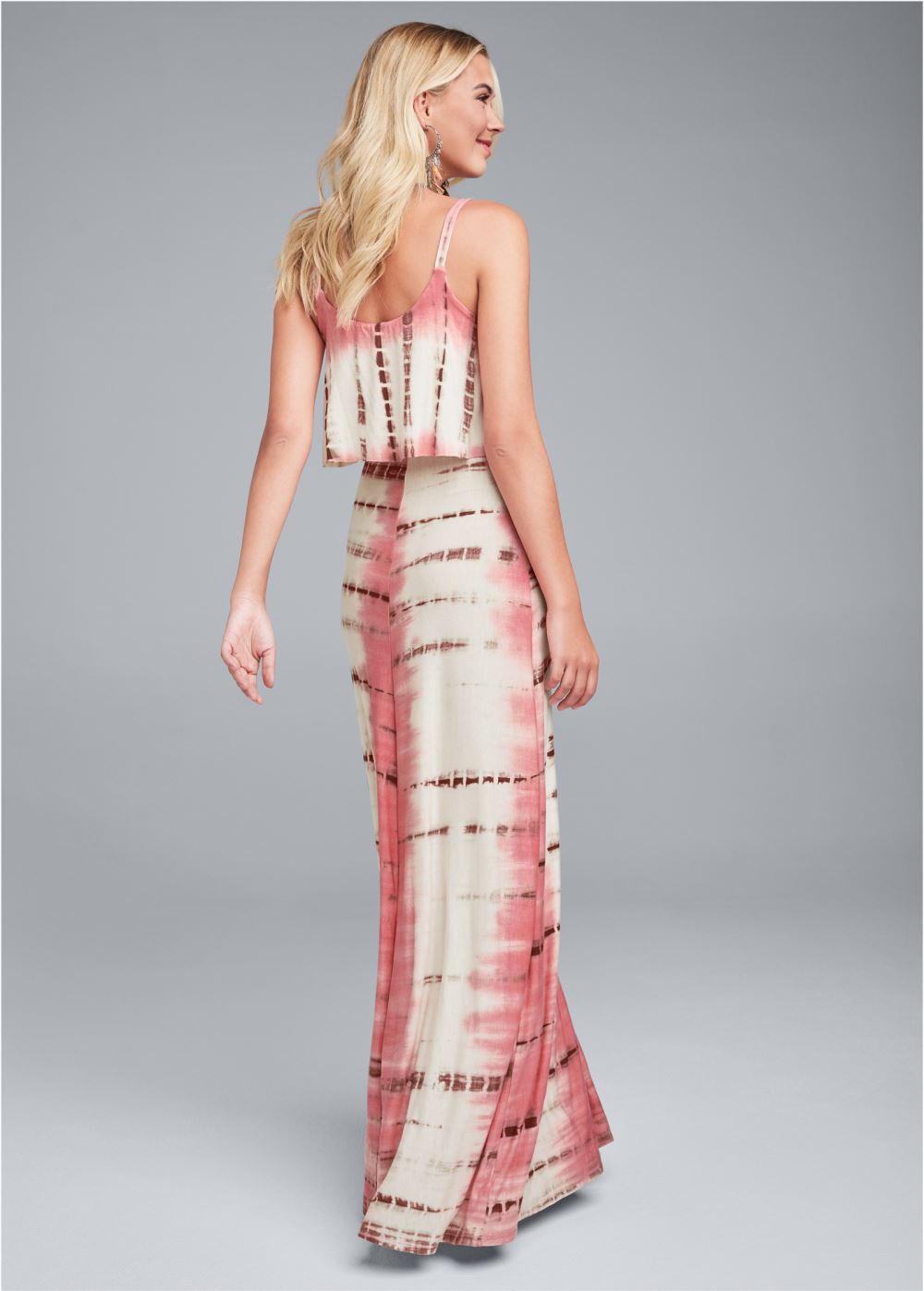 Venus Overlay Tie Dye Maxi Dress - Coral Multi