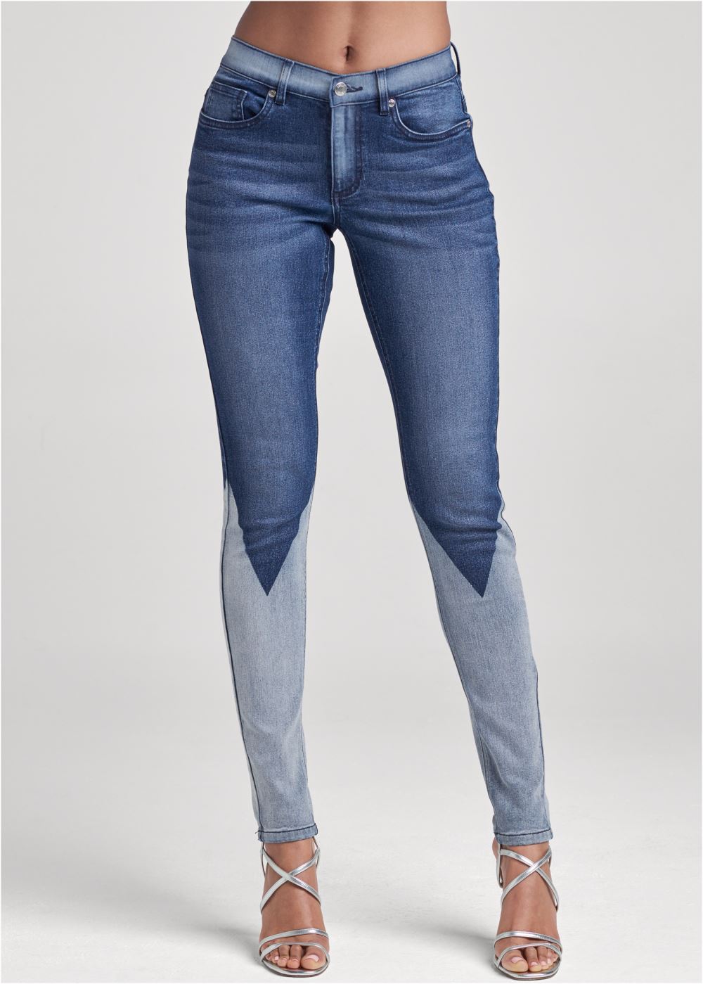 Venus Laser Print Skinny Jeans in Denim Blue