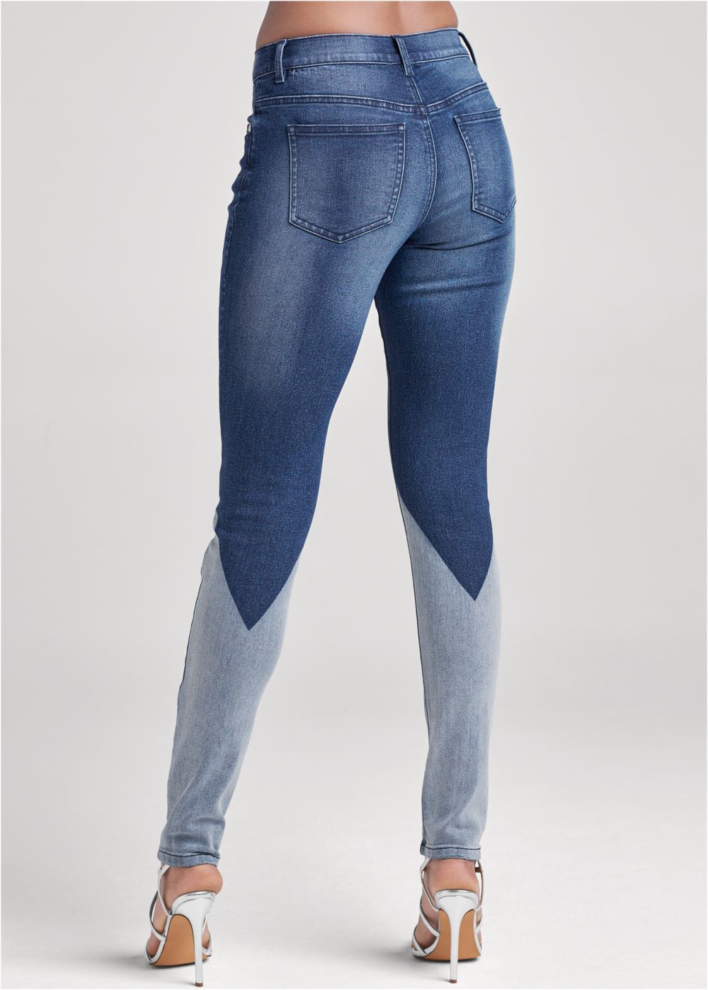 Venus Laser Print Skinny Jeans in Denim Blue