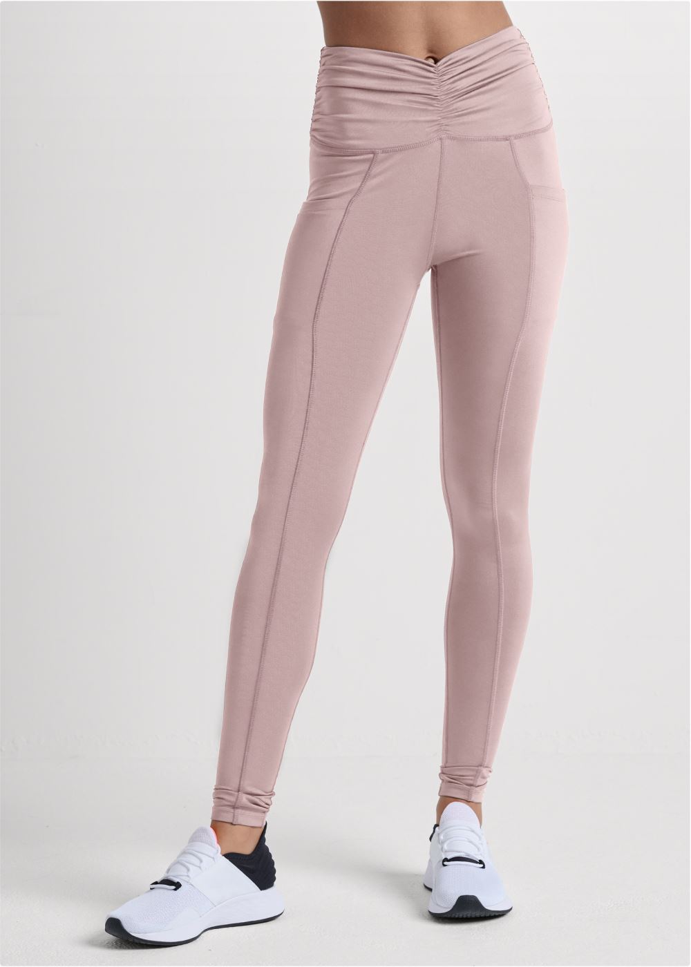Venus Ruched Waist Leggings in Tan