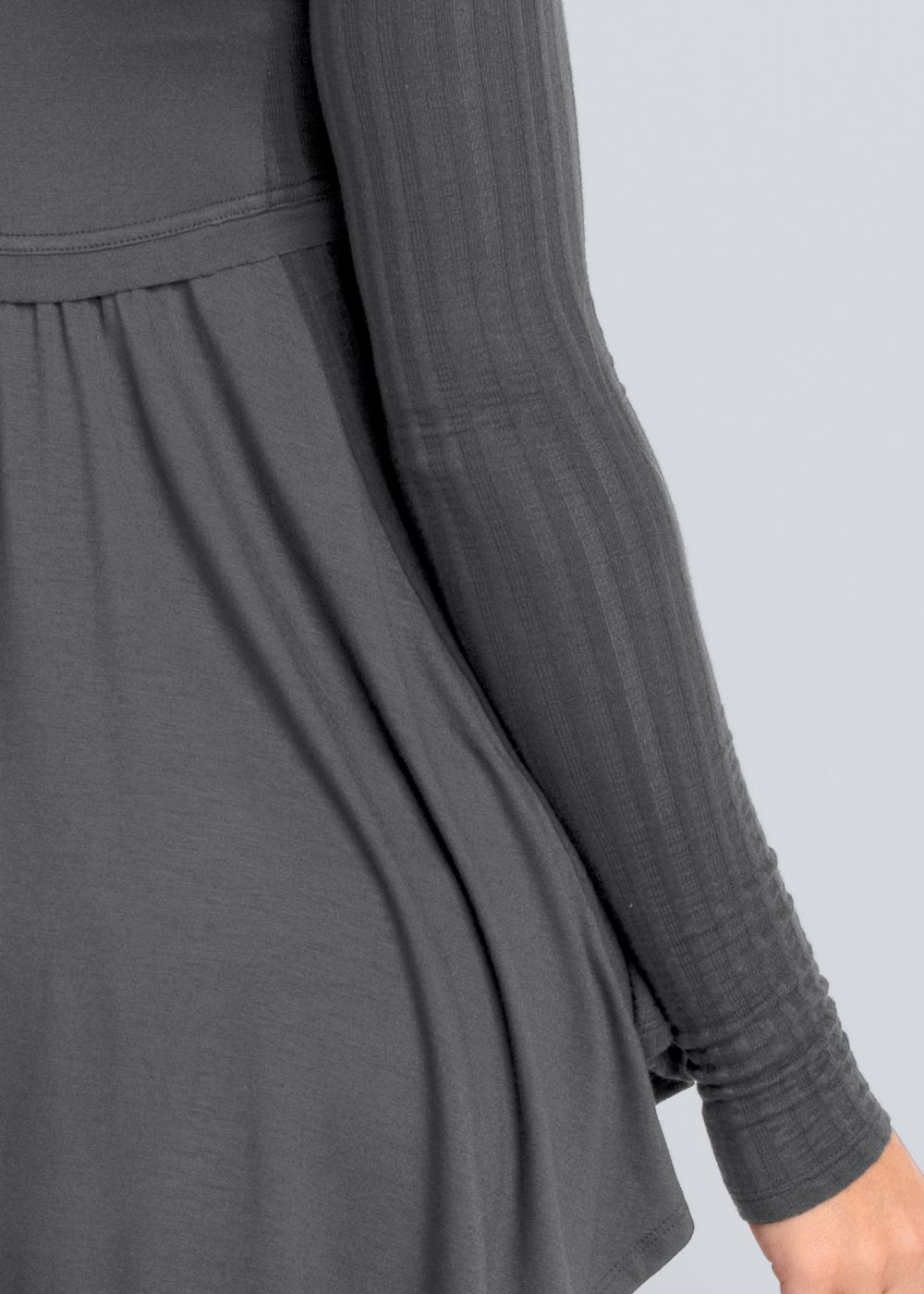Venus High-Low Ribbed Casual Top in Dark Grey