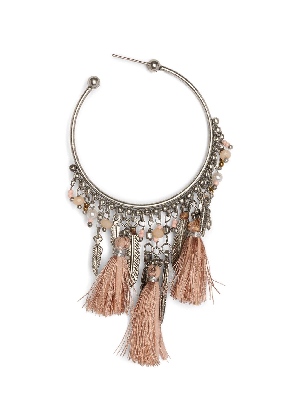 Venus Tassel Detail Hoop Earrings in Silver