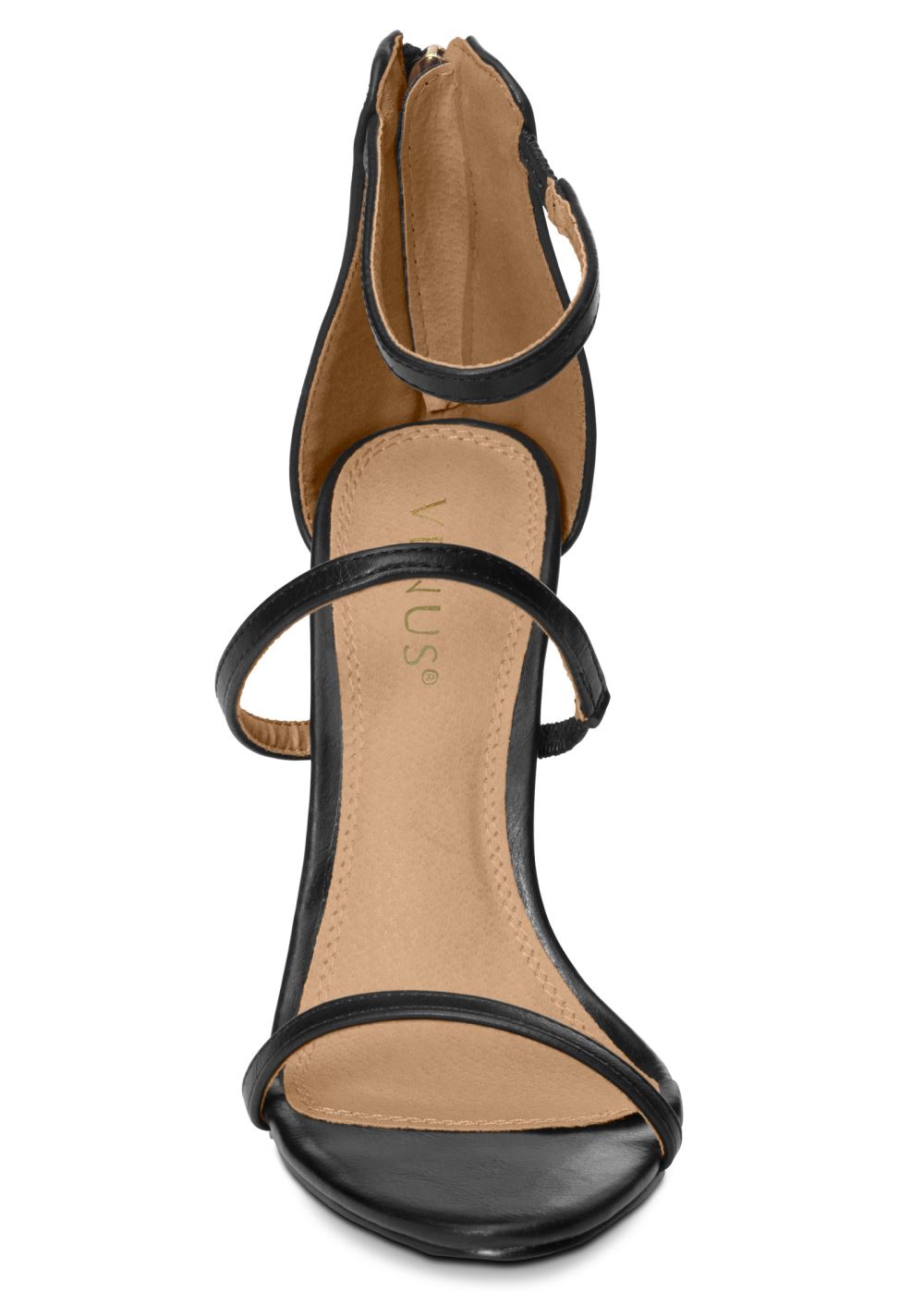 Venus High Heel Strappy Sandals in Black