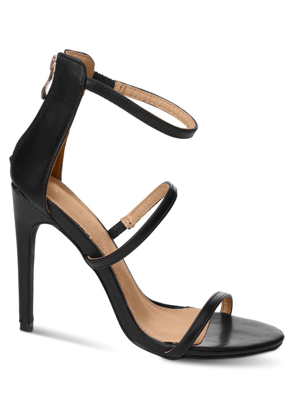 Venus High Heel Strappy Sandals in Black
