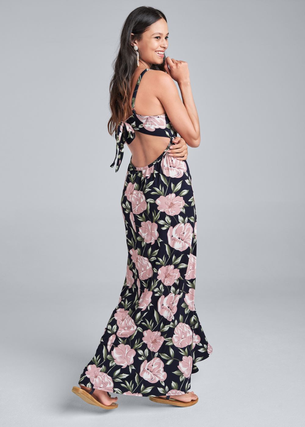 Venus Floral Printed Maxi Dress - Navy Multi