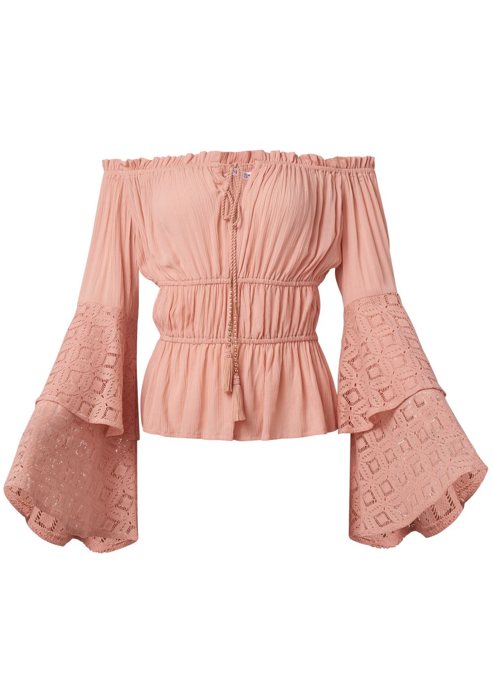 Venus Lace Bell Sleeve Top in Burnt Coral