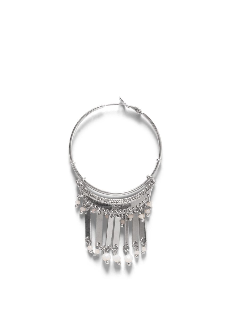 Venus Tassel Hoop Earrings in Silver