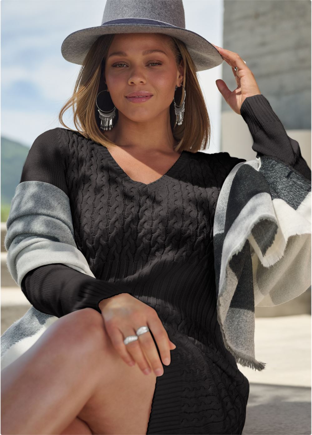 Venus Tassel Hoop Earrings in Silver