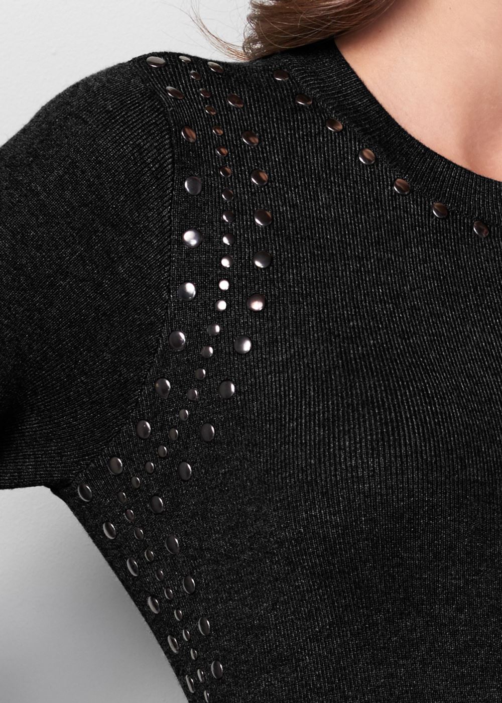 Venus VENUS | Stud Trim Sweater in Black
