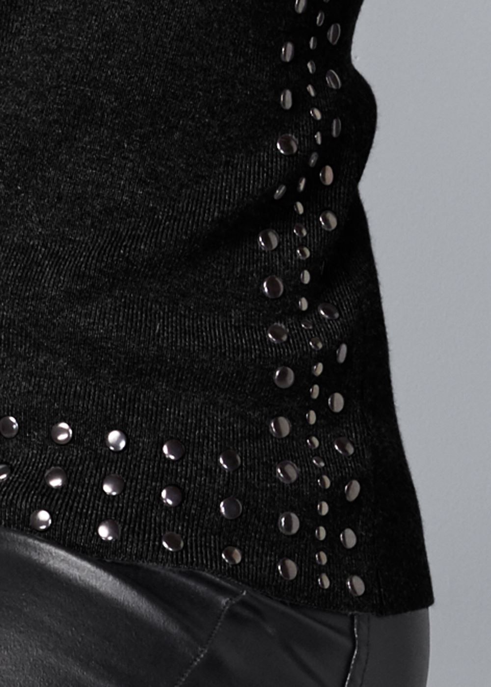 Venus VENUS | Stud Trim Sweater in Black