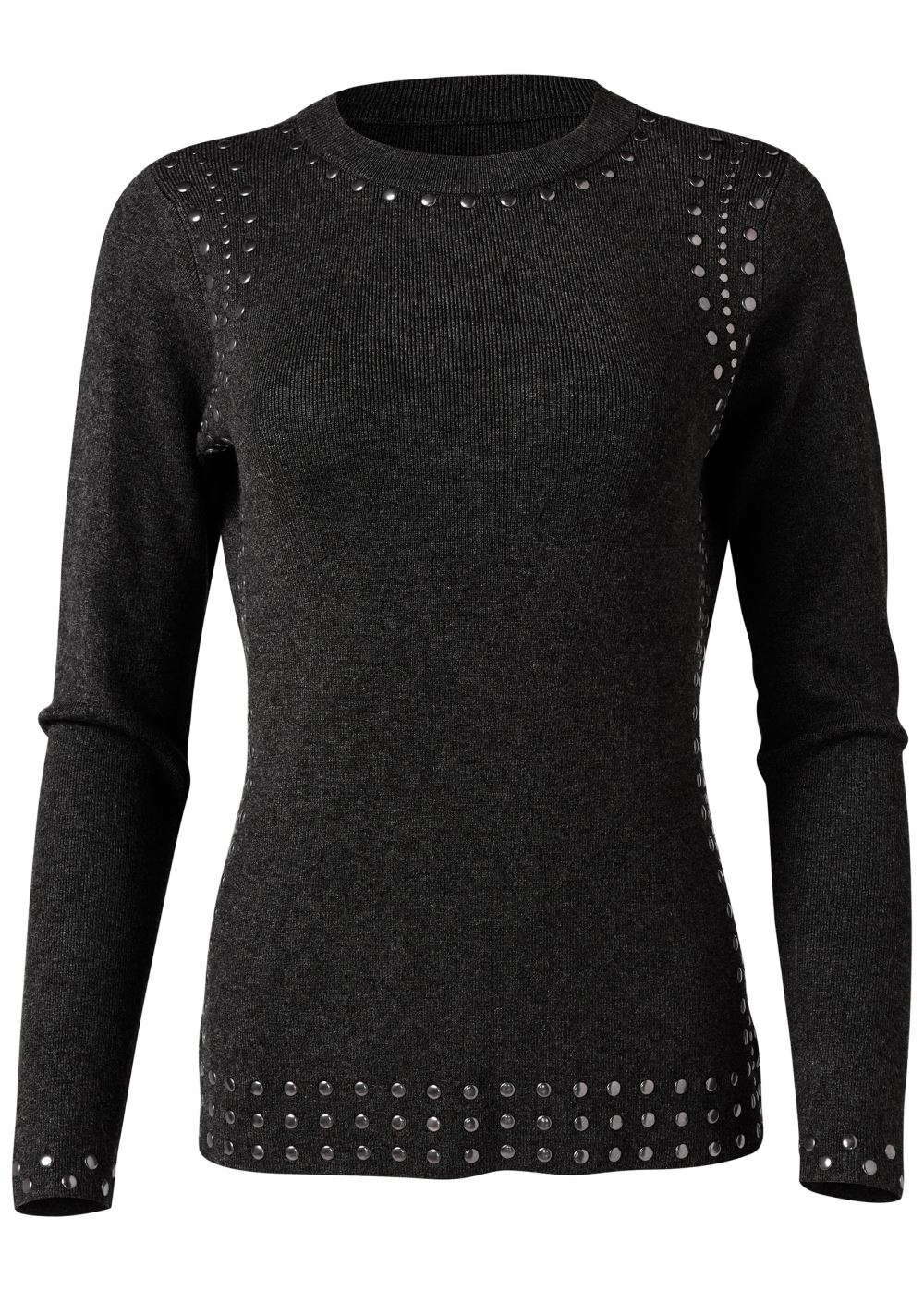 Venus VENUS | Stud Trim Sweater in Black