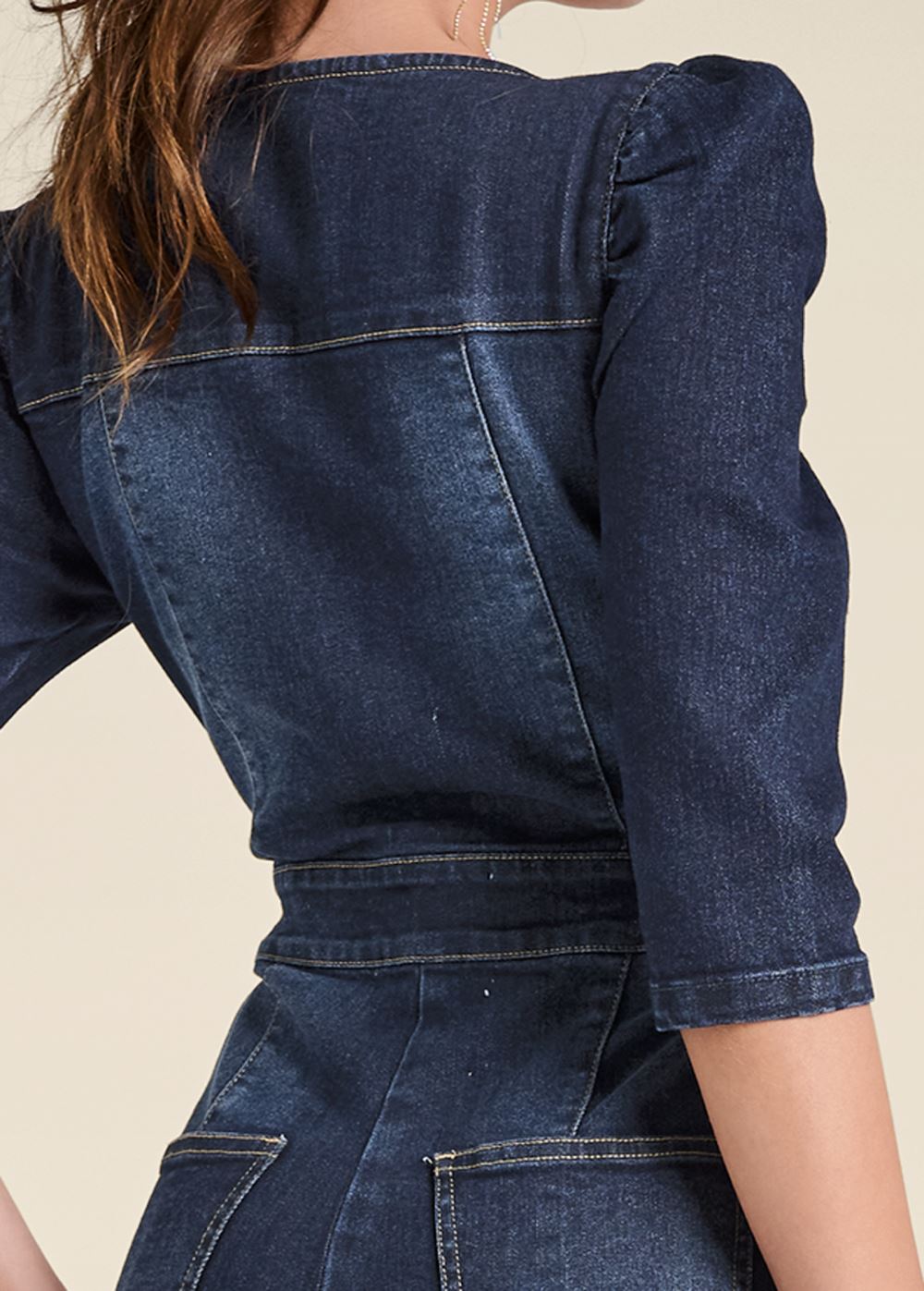 Venus Denim Zip Jumpsuit in Dark Wash