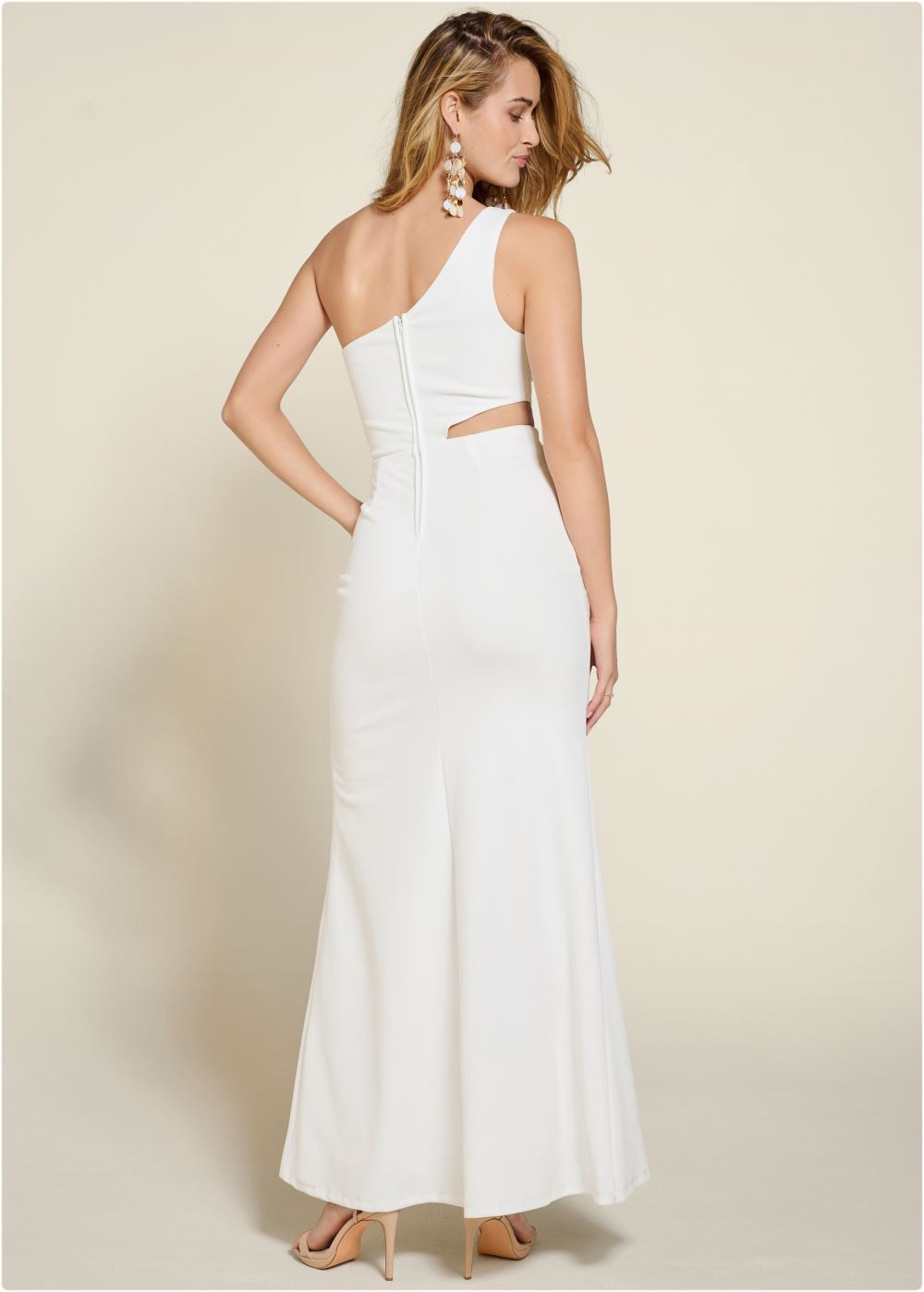 Venus One-Shoulder Cutout Gown - Off White