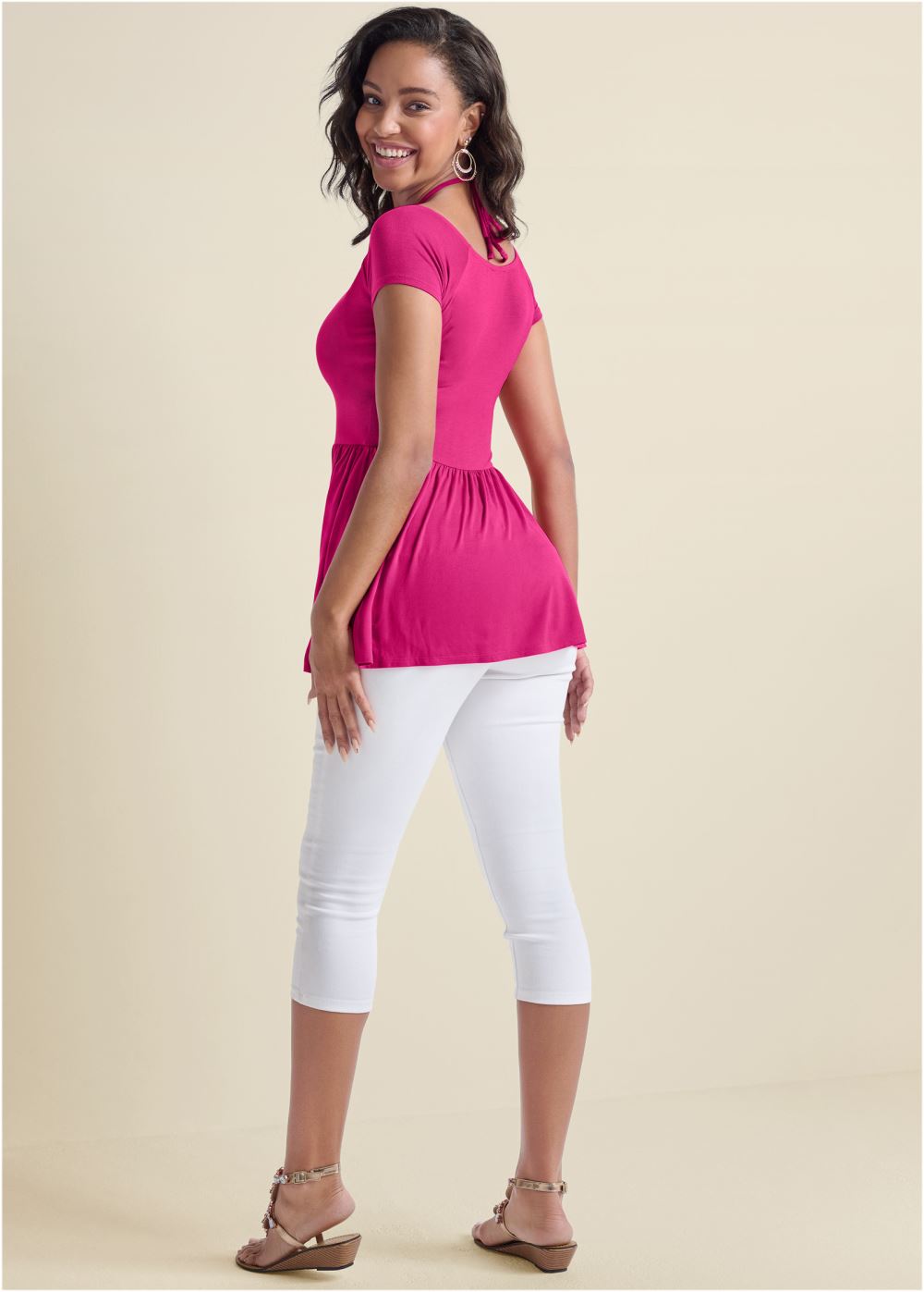 Venus Casual High-Low Top in Pink