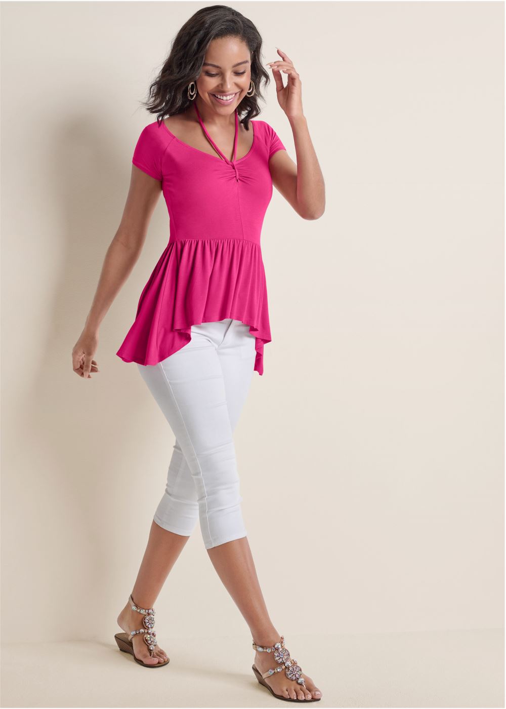 Venus Casual High-Low Top in Pink