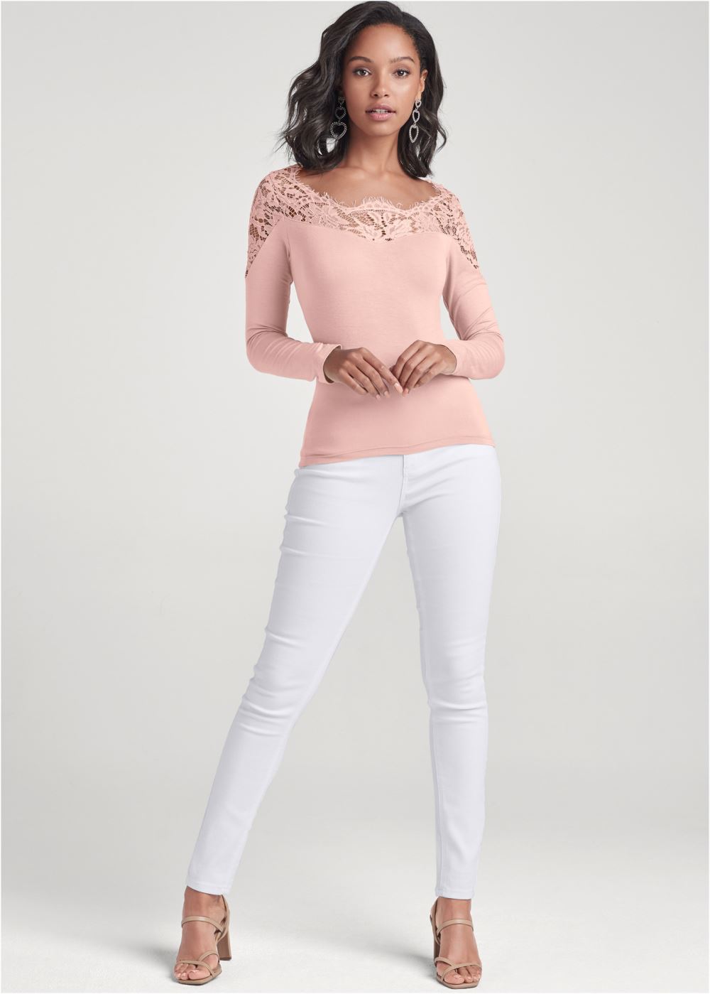 Venus Lace Top in Light Pink