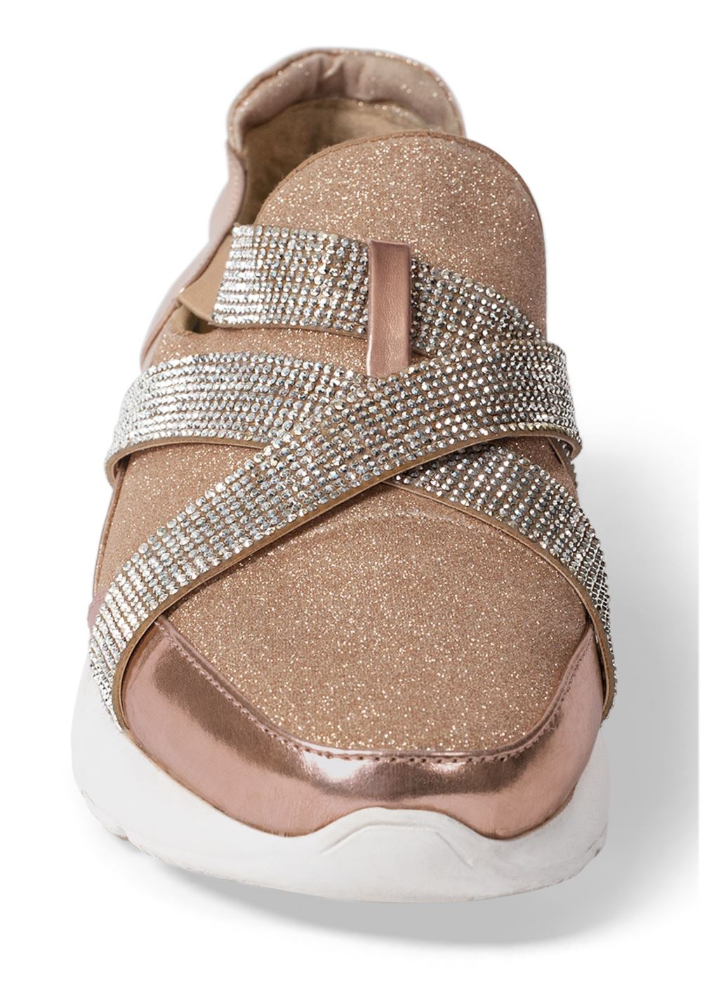 Venus Glitter Wedge Sneakers in Rose Gold