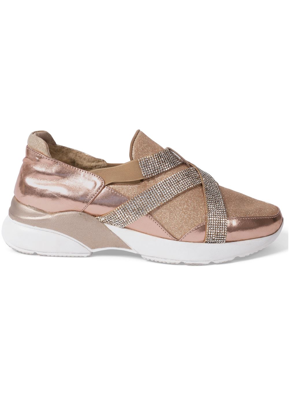 Venus Glitter Wedge Sneakers in Rose Gold