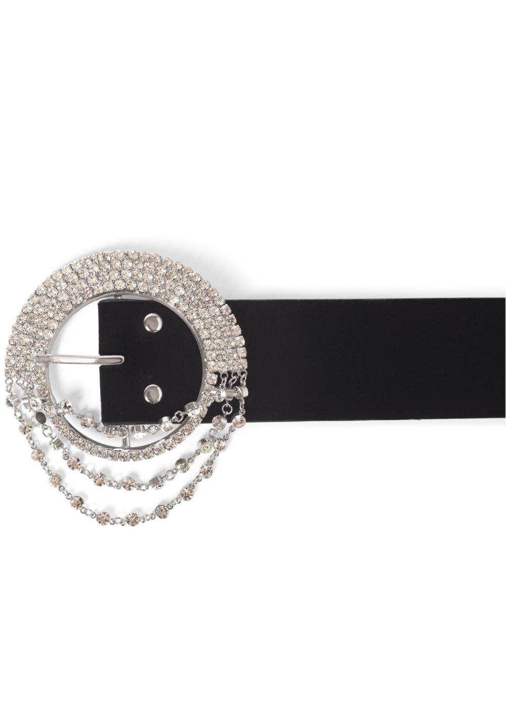 Venus Rhinestone Buckle Belt in Black