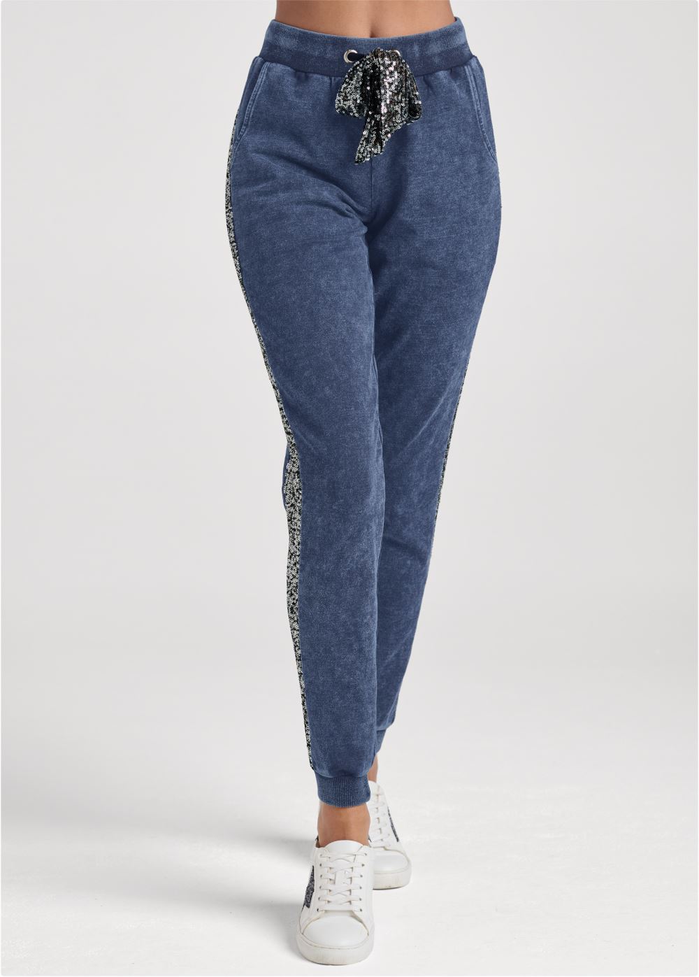 Venus Washed Sequin Lounge Jogger in Blue & Silver