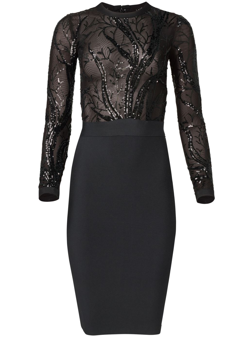 Venus Sequin Detail Bandage Dress - Black