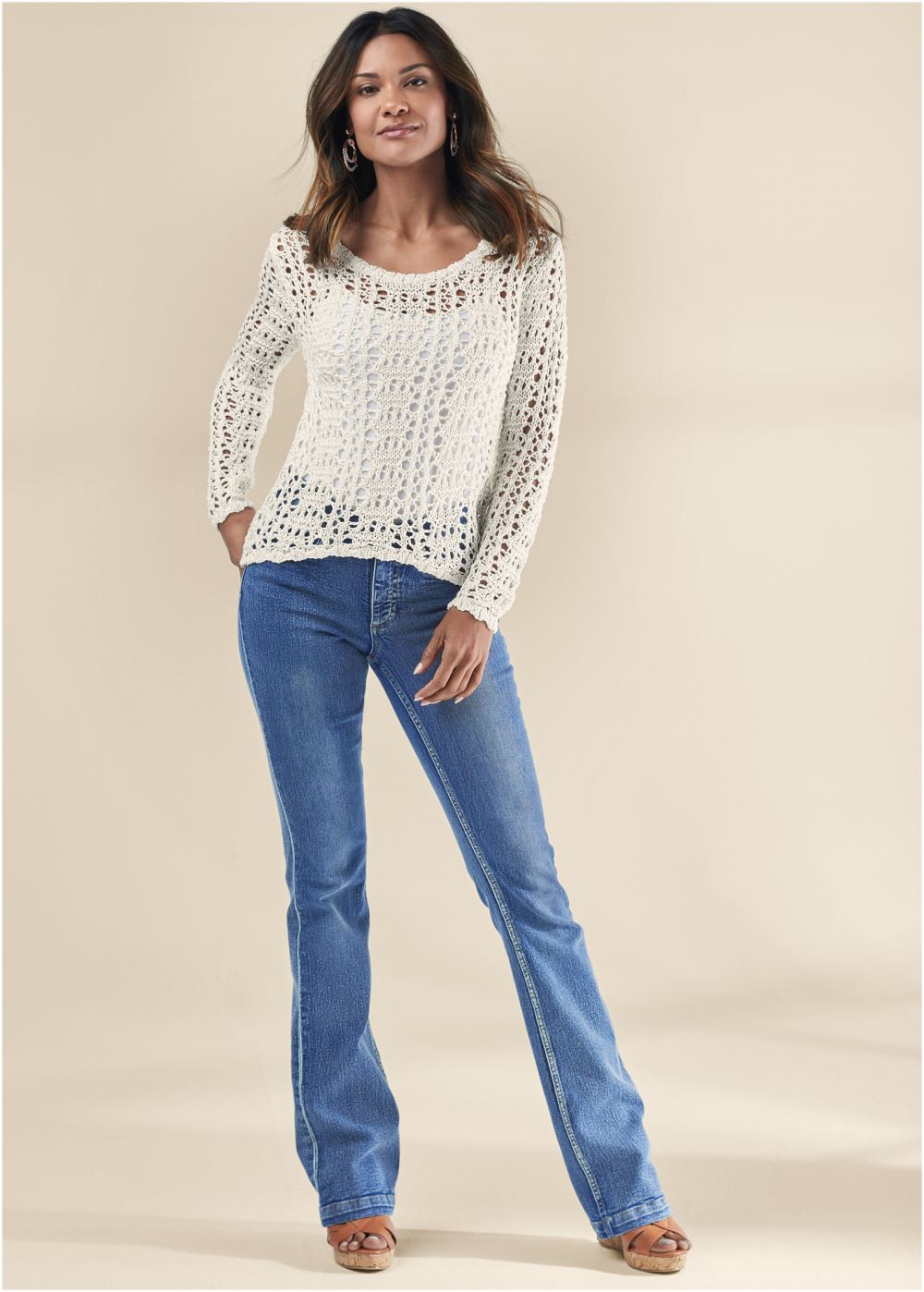 Venus VENUS | Crochet Knit Sweater in Off White