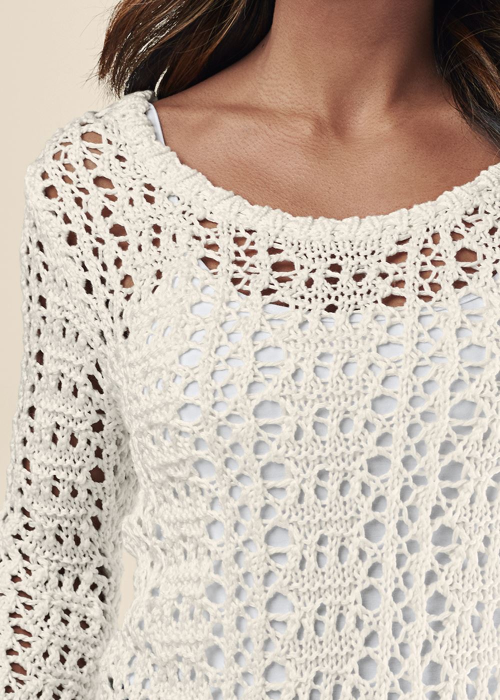 Venus VENUS | Crochet Knit Sweater in Off White
