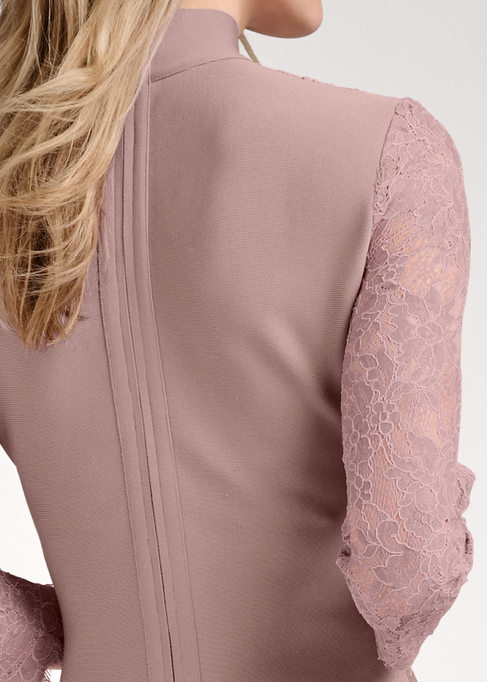 Venus Lace Sleeve Bandage Dress - Tan
