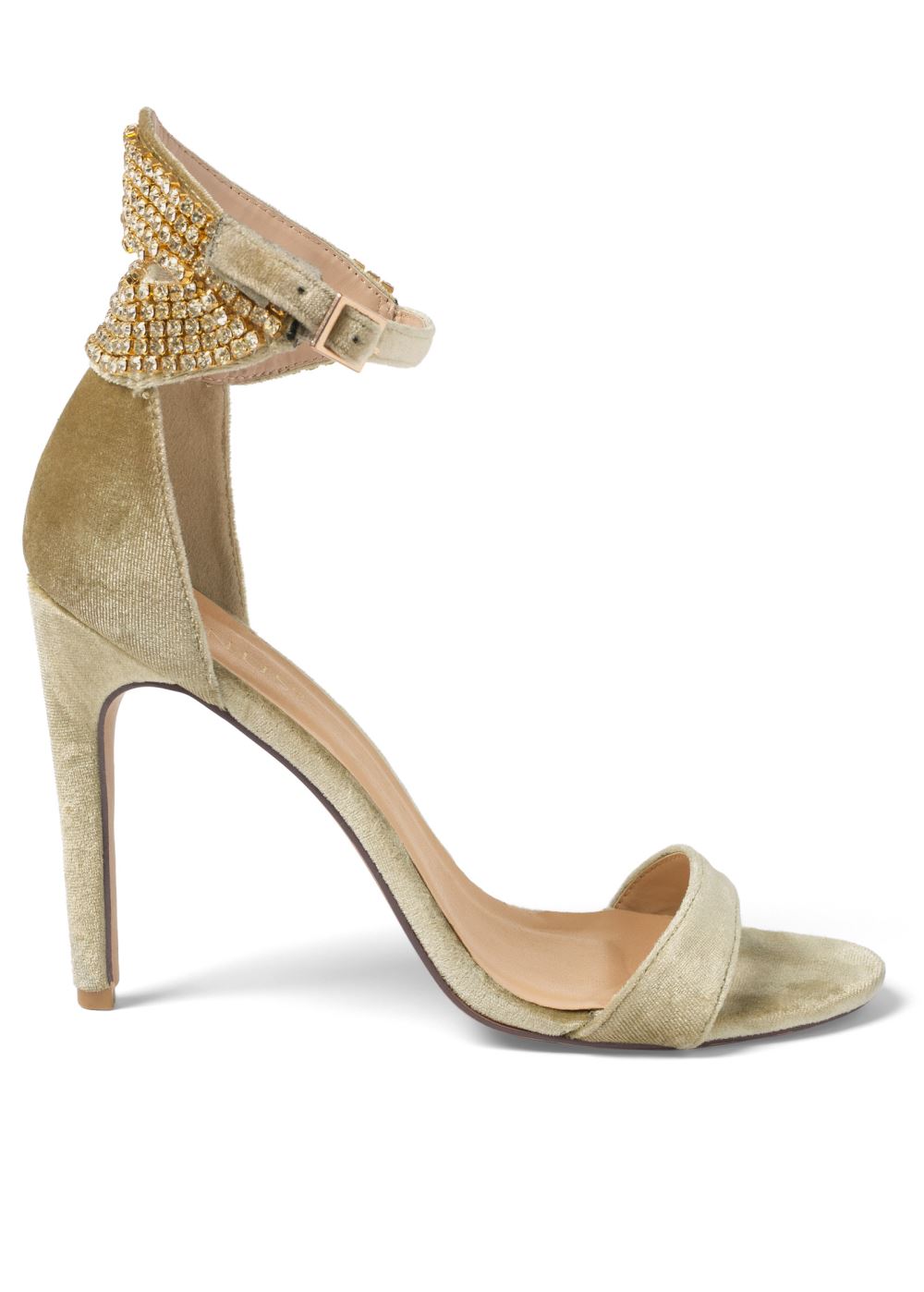 Venus Velvet Embellished Heels in Nude