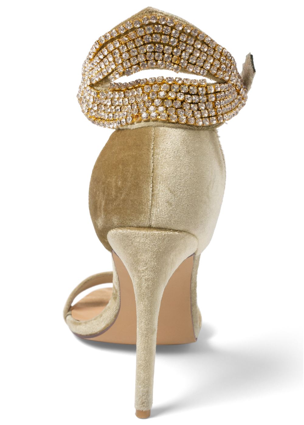 Venus Velvet Embellished Heels in Nude