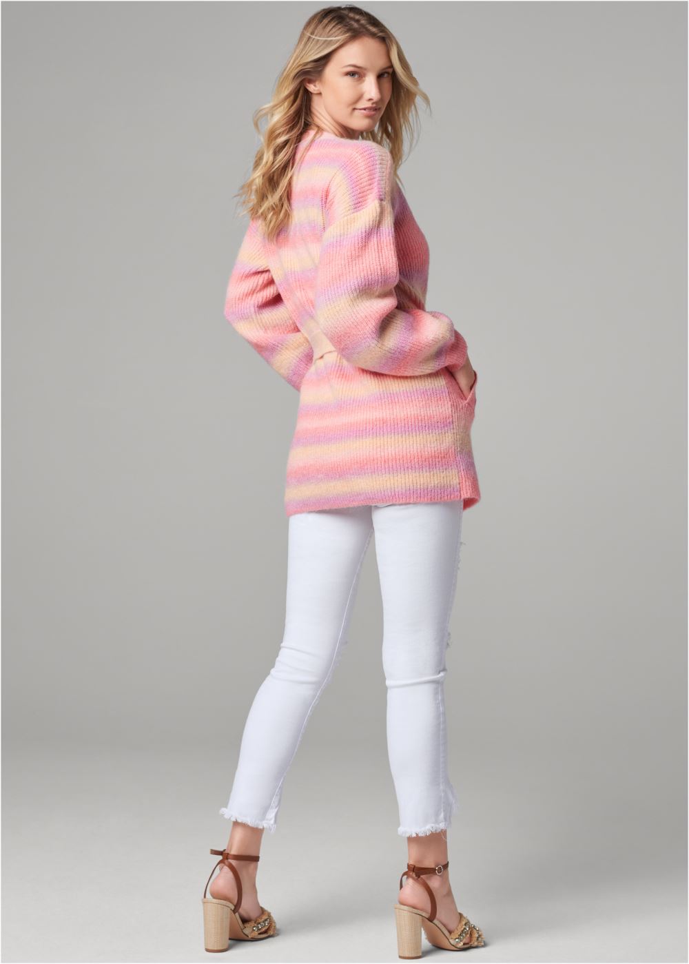 Venus VENUS | Pink Tie Dye Cardigan in Pink Multi