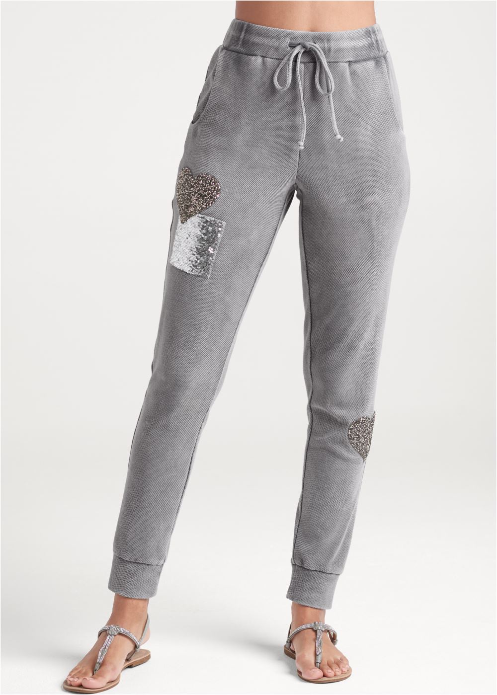 Venus Textured Sparkle Joggers in Grey