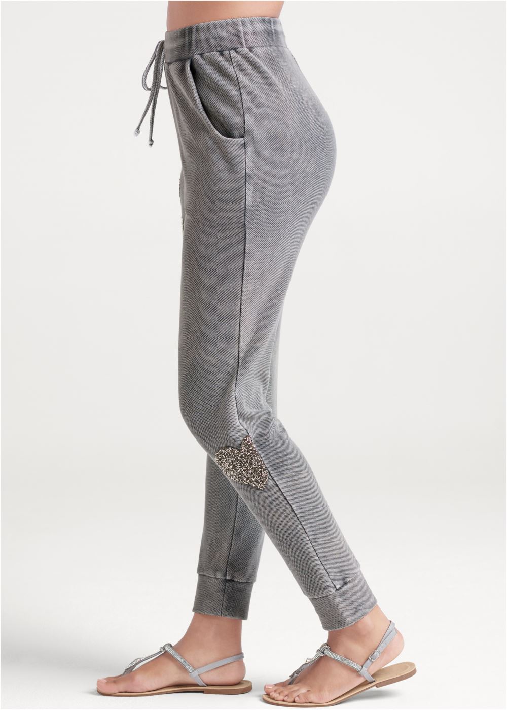 Venus Textured Sparkle Joggers in Grey