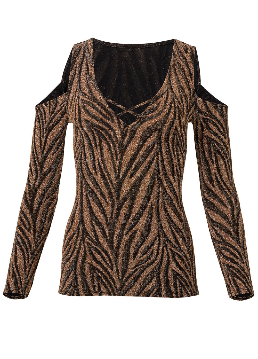 Venus Zebra Print Top in Black & Tan
