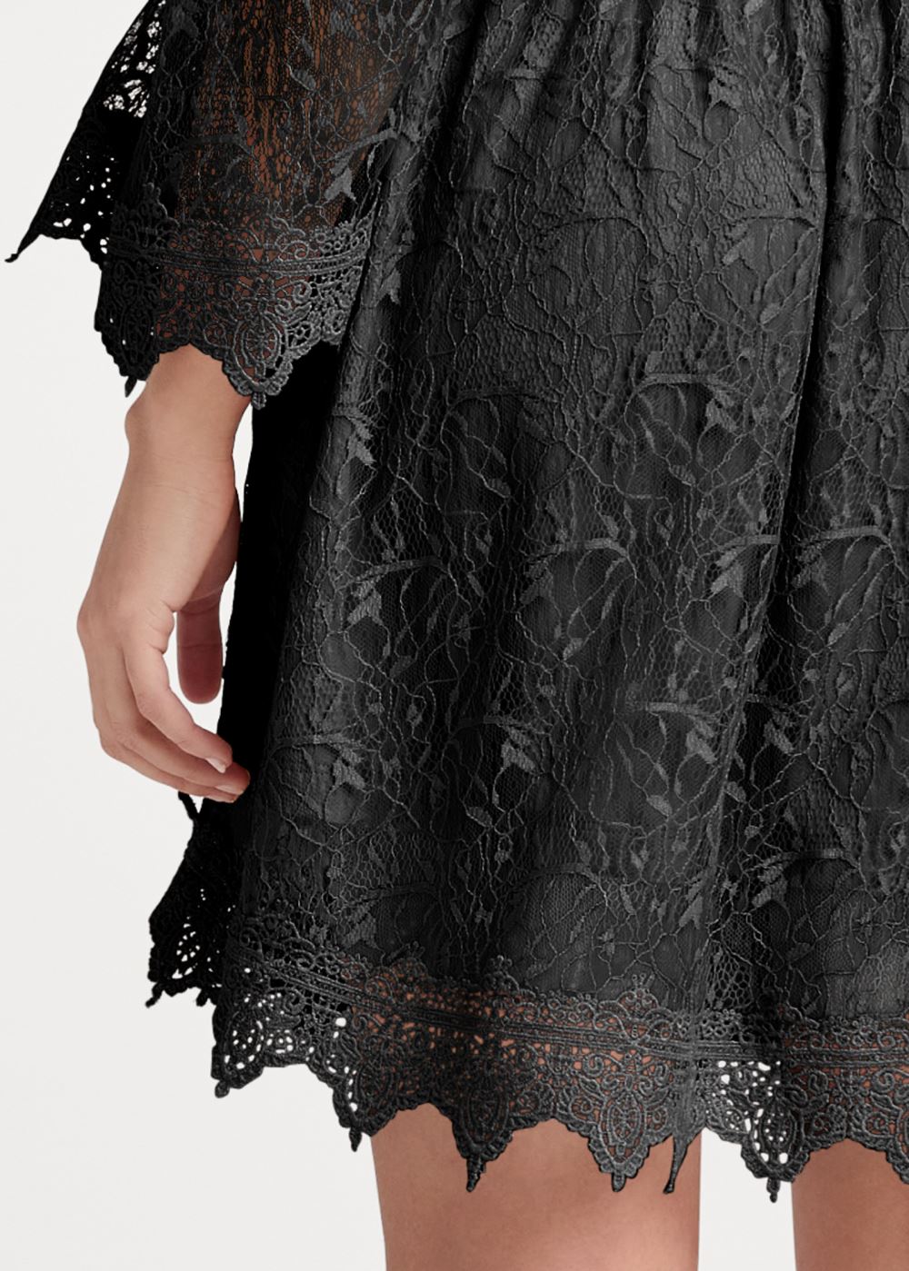 Venus Off-The-Shoulder Lace Dress - Black