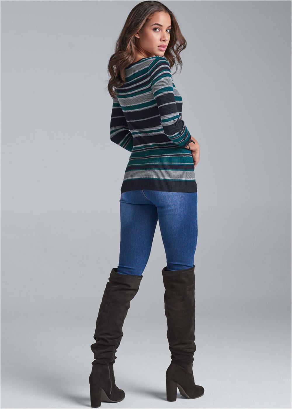 Venus VENUS | Striped Sweater in Black Multi