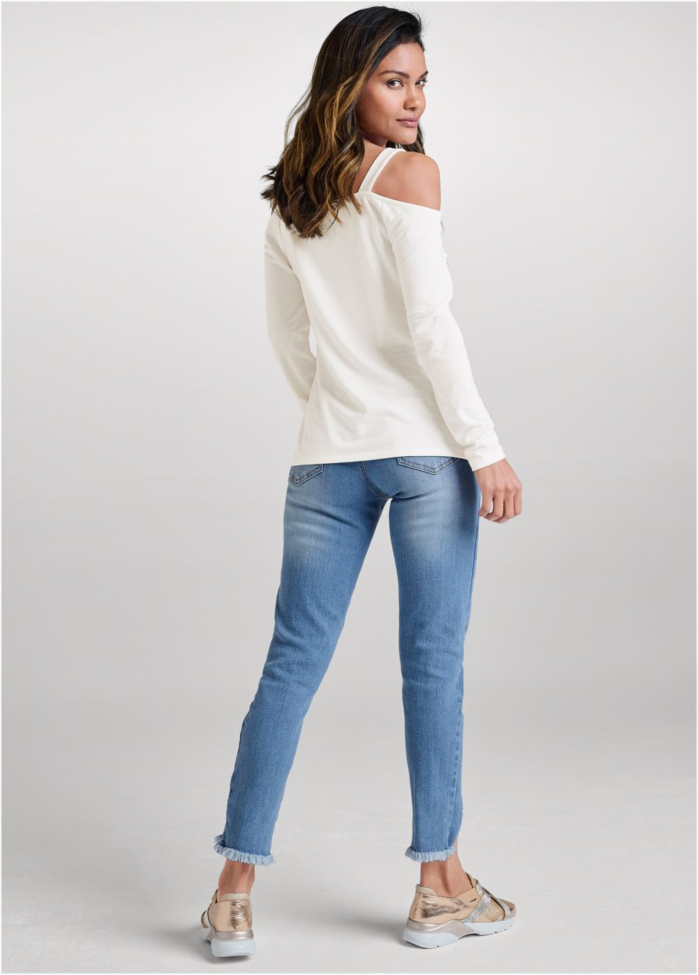 Venus Love Cold Shoulder Top in Off White