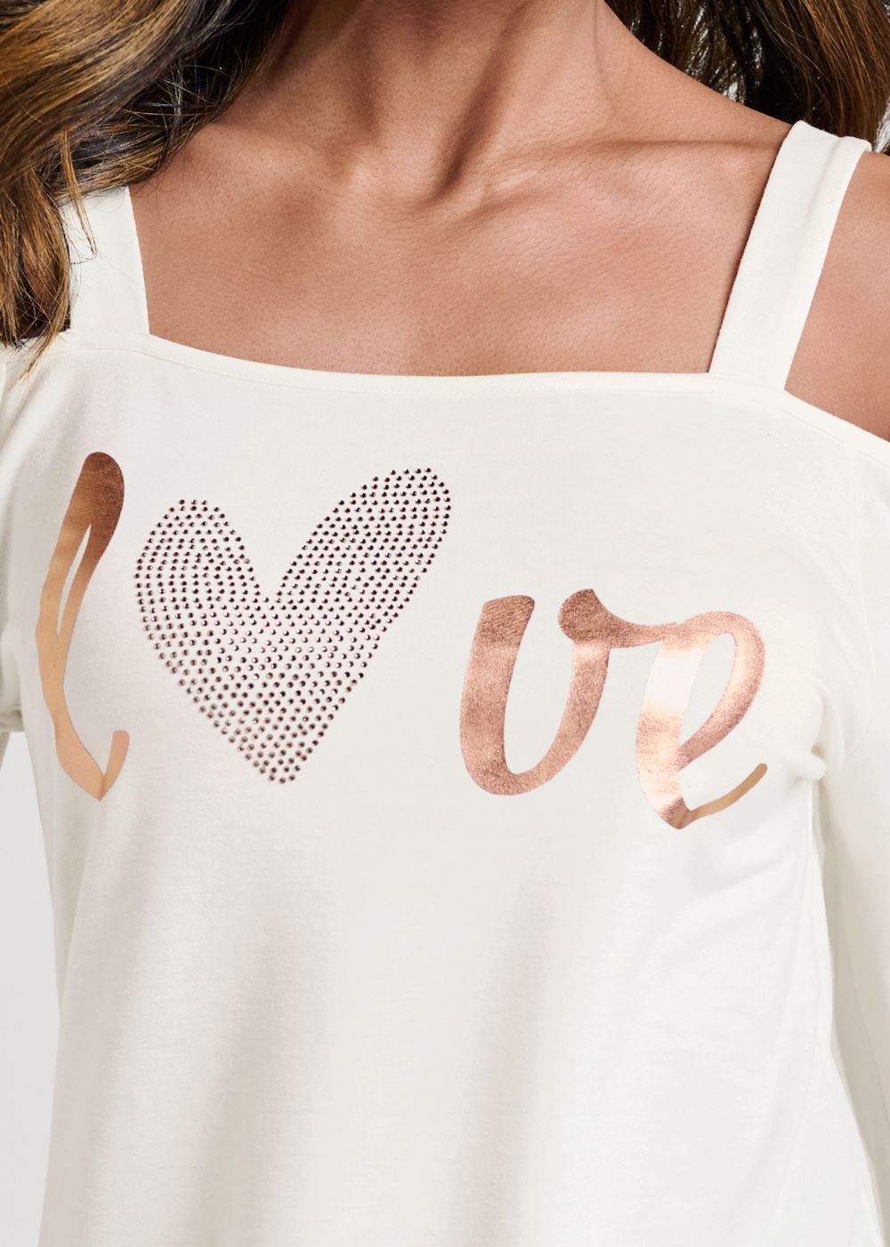Venus Love Cold Shoulder Top in Off White