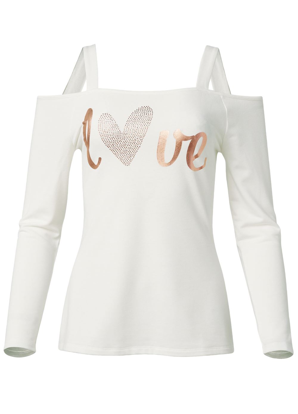 Venus Love Cold Shoulder Top in Off White