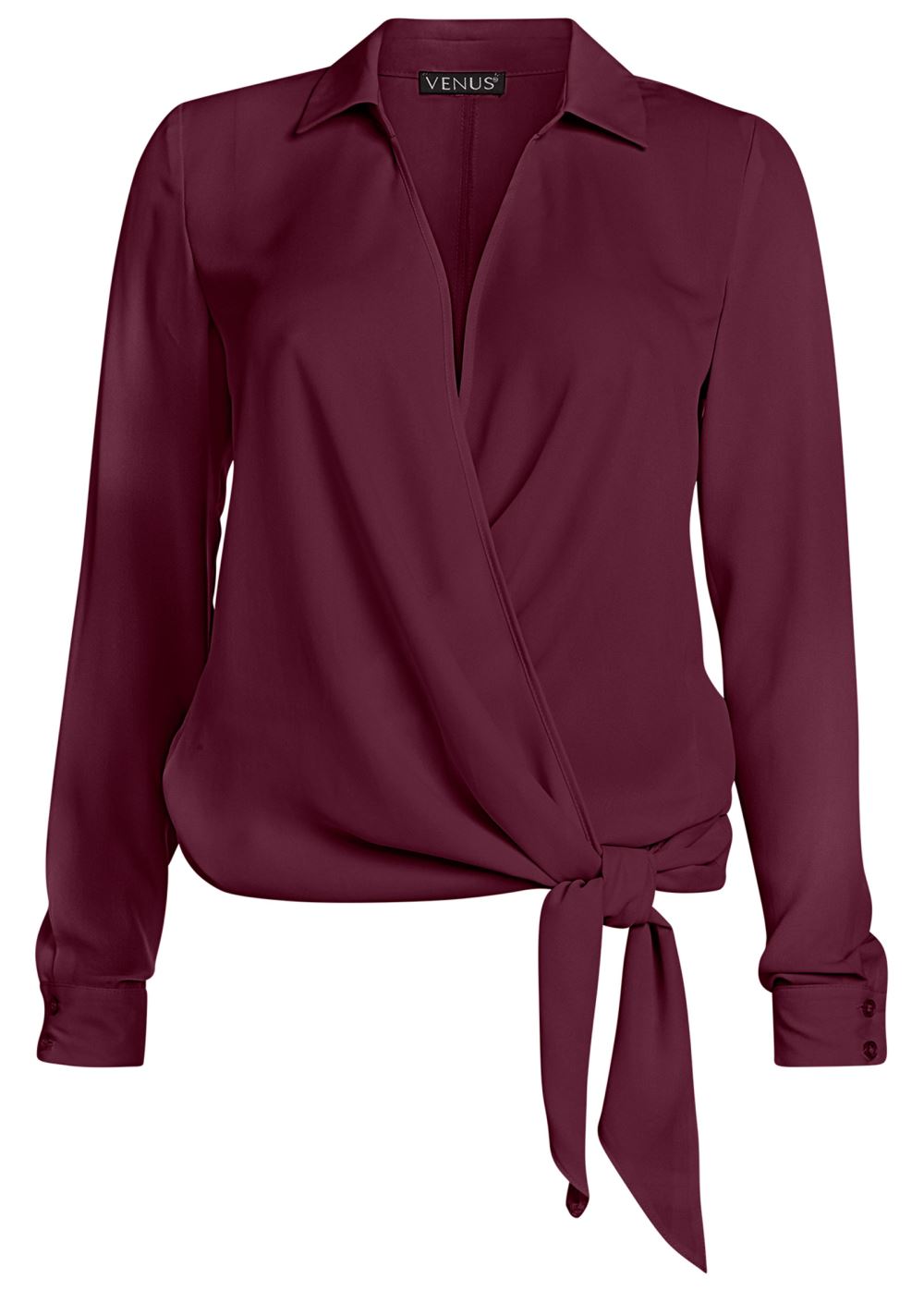 Venus Surplice Side Tie Blouse in Wine