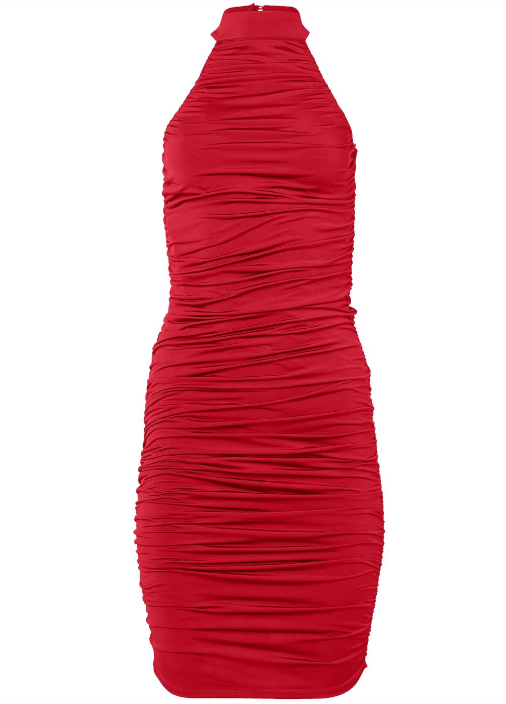 Venus Shape Embrace Mock-Neck Dress - Red