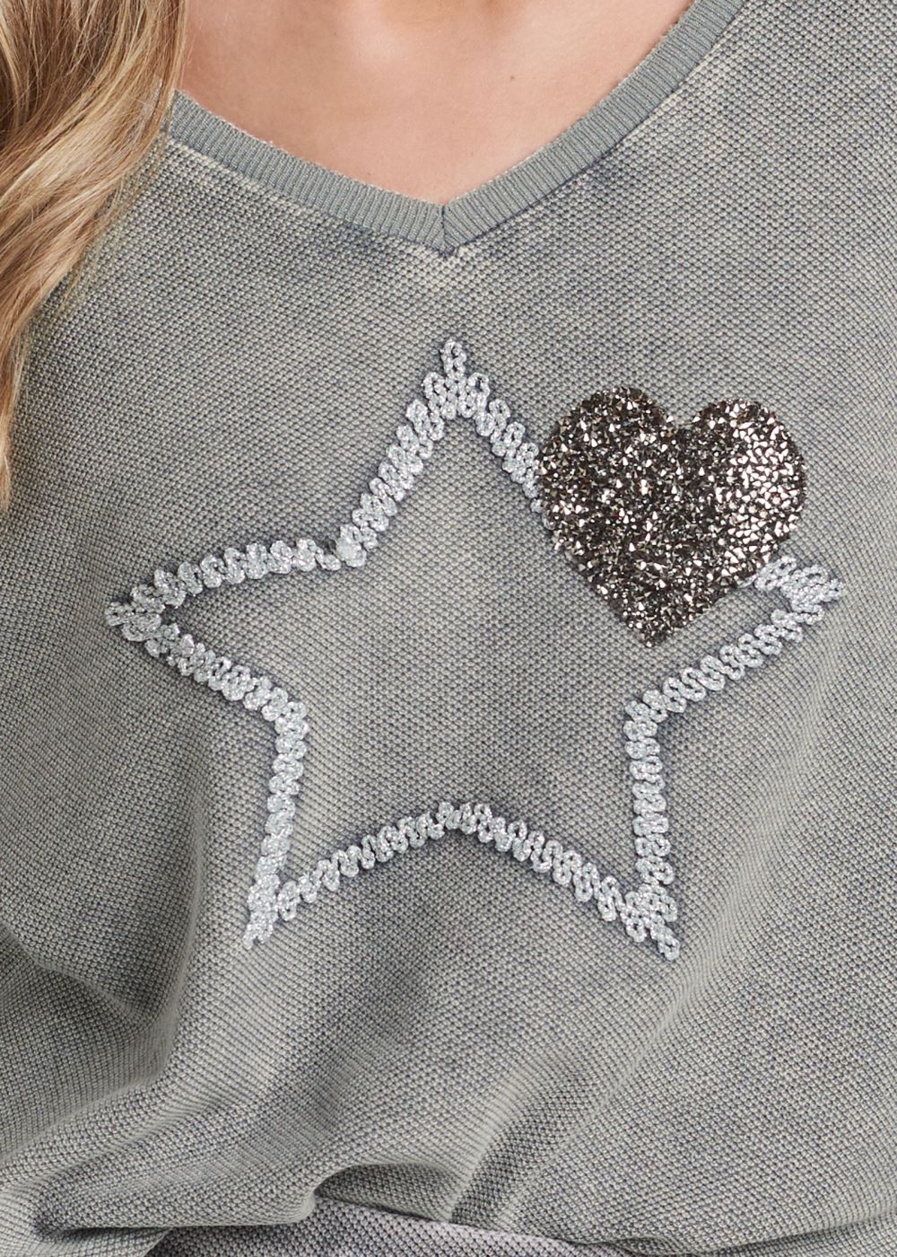Venus Textured Sparkle Top in Grey
