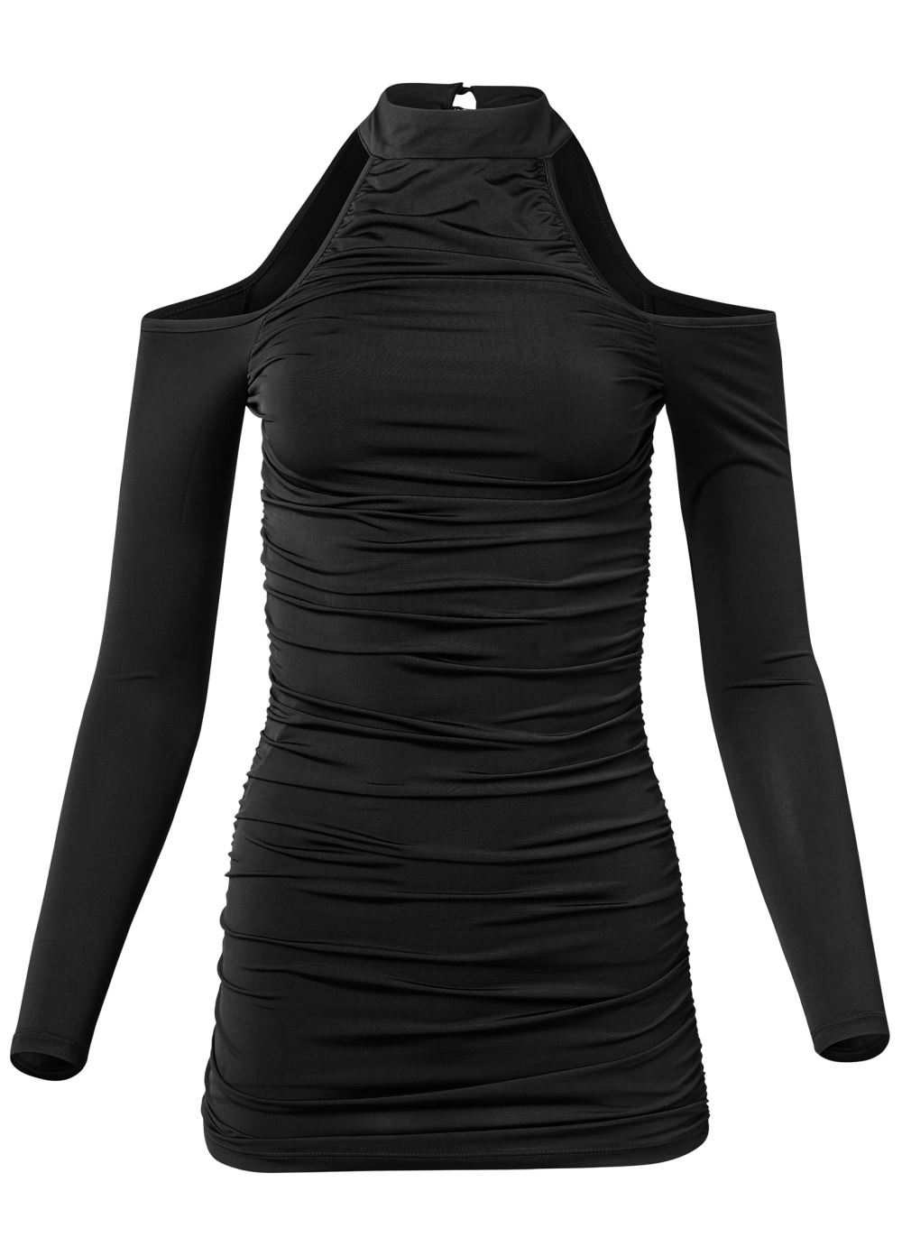 Venus Shape Embrace Cold-Shoulder Top in Black