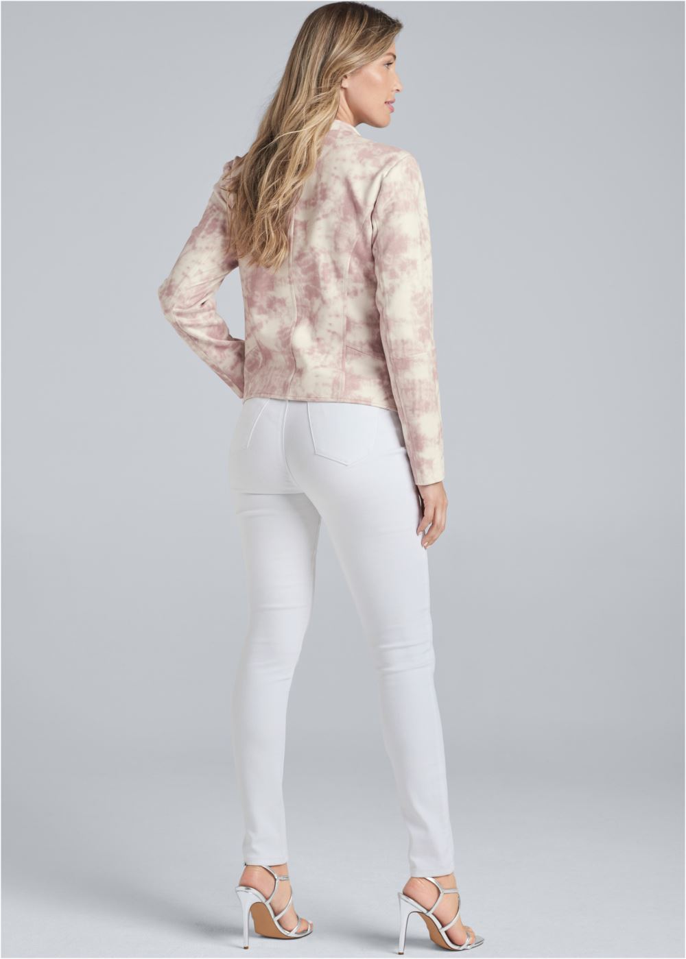 Venus Tie Dye Faux Suede Jacket in Pink Multi