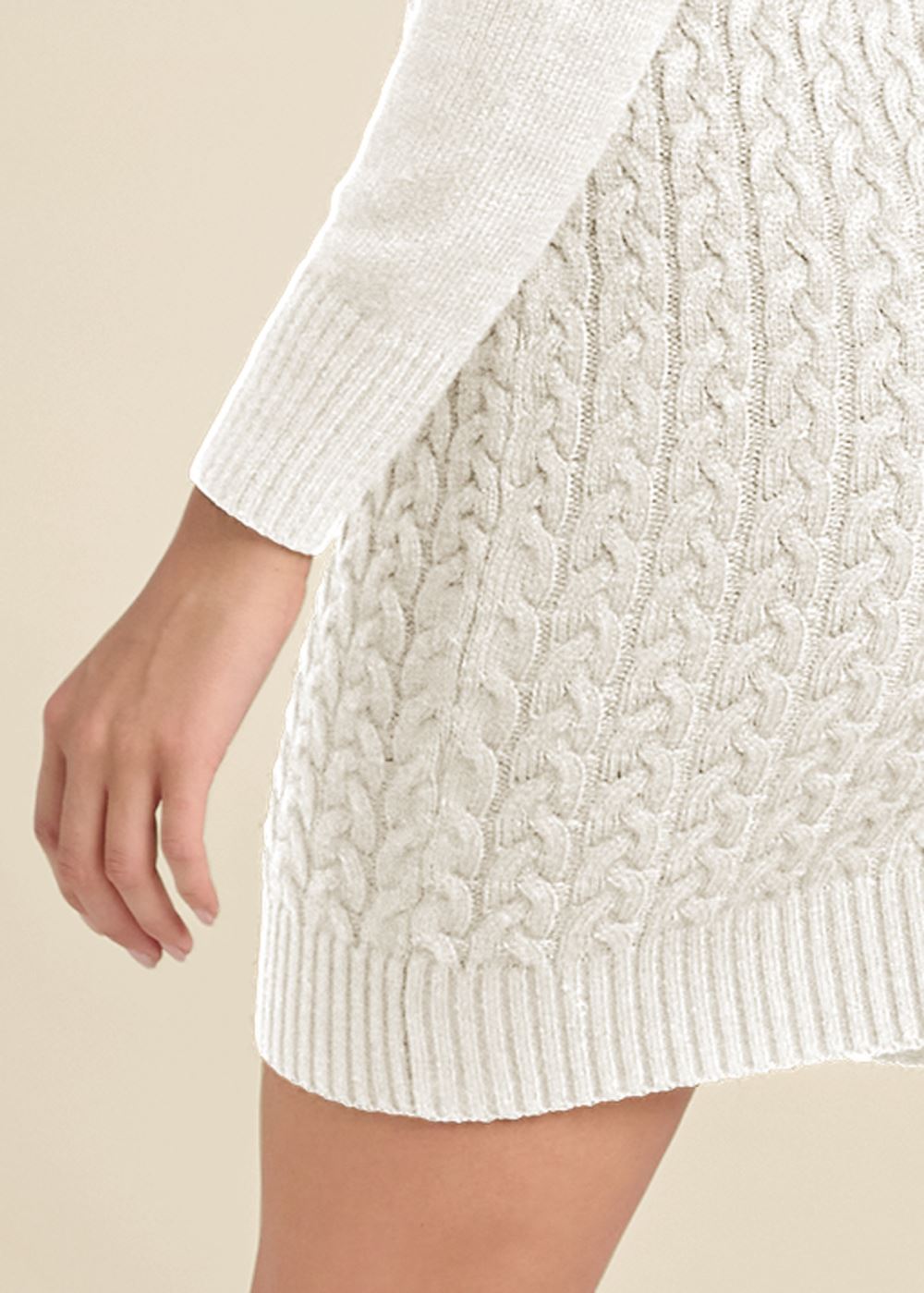 Venus Cable Knit Sweater Dress - Cream