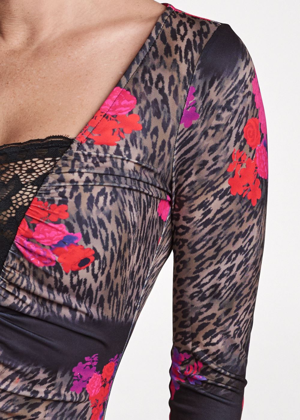 Venus Animal Print Lace Top in Black Multi
