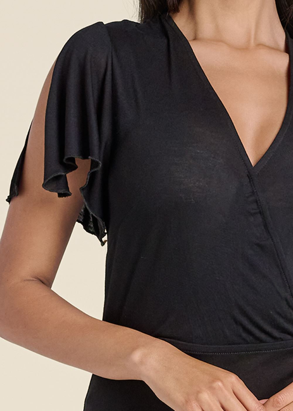 Venus Surplice Maxi Dress - Black